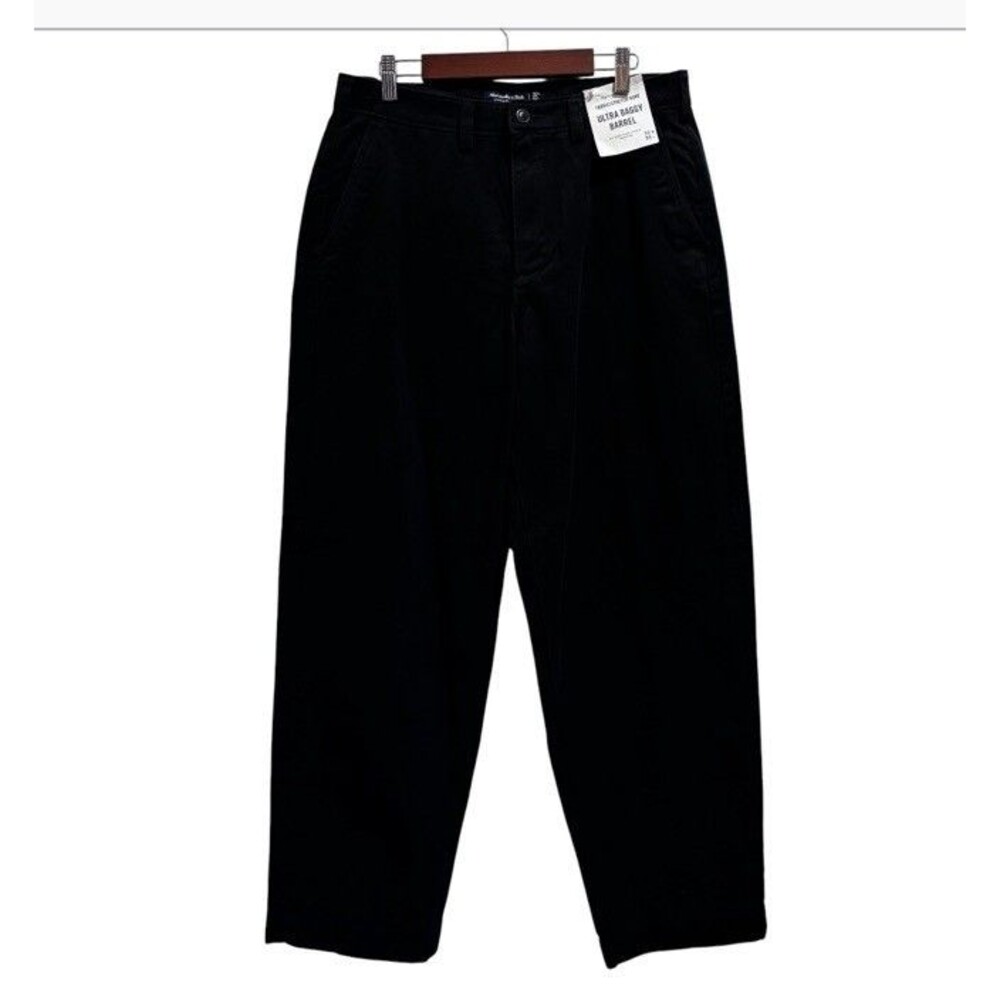 Abercrombie & Fitch Men's Ultra Baggy Barrel Pants Black Wash 32x34 NWT